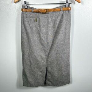 Basler Vintage Grey Pencil Skirt Brown Faux Croc Belt NWT Size European 36/US 6